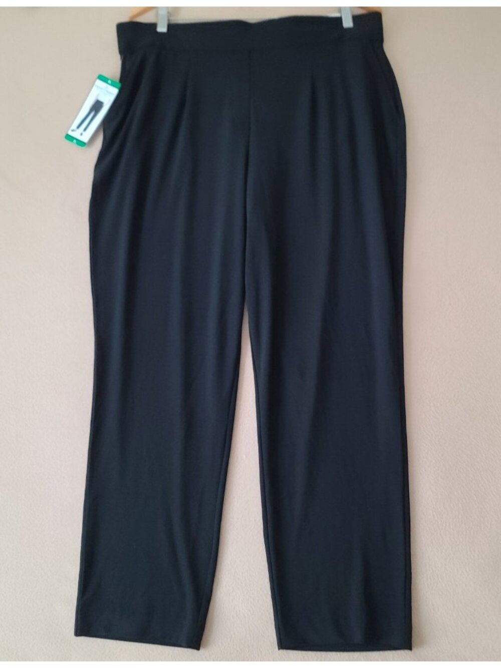 Hilary Radley Stretch Pull On Dress Pant Built In Tummy Control Black XL NWT